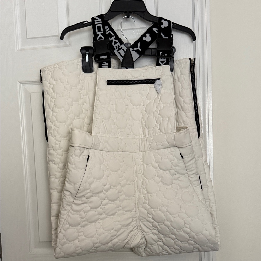 Mickey Mouse Off White Quilted Overall Jumpsuit with Black Logo Straps